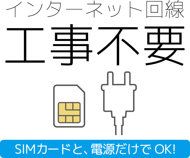 インターネット回線・工事不要　SIMカードと、電源だけでOK！